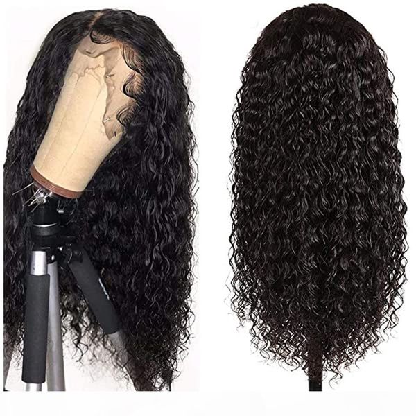 

allove straight human hair lace front wigs kinky curly 13*1 t lace part wig deep water body human hair wigs for black women, Black;brown