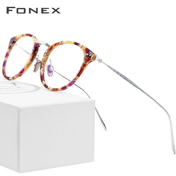 

pure titanium glasses frame men 2018 vintage round ultralight eyeglasses prescription myopia optical frame women acetate eyewear t200428, Silver