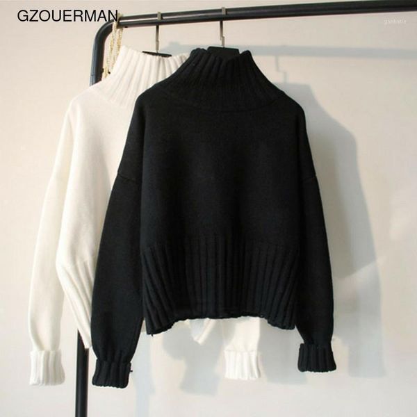 

cover head loose languid lazy wind web celebrity sweater turtleneck small pure fresh sweet long sleeved short01, White;black