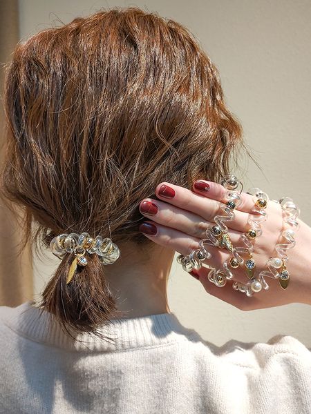 

telephone line headrope female simple pearl ring net red small qing new tie hair rope korean version of sweet rubber fairy