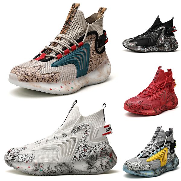

2021 non-brand men sport shoes black red white gray blue splash ink mens trainers fashion sports sneakers 40-47