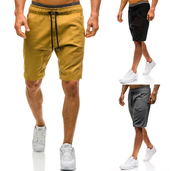 

2020 summer new large shorts men's fashion rope elastic belt casual short pants, White;black