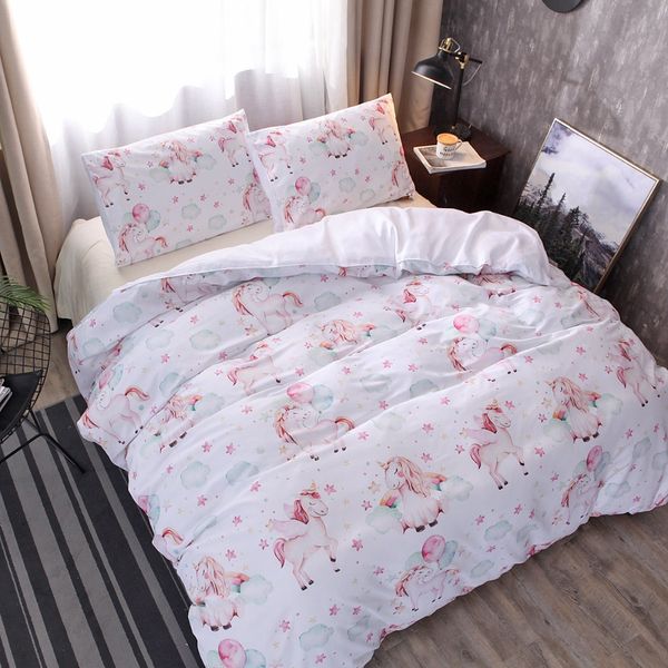 

puredown unicorn bedding sets polyester king queen twin size comforter duvet cover set without sheet bedding sets