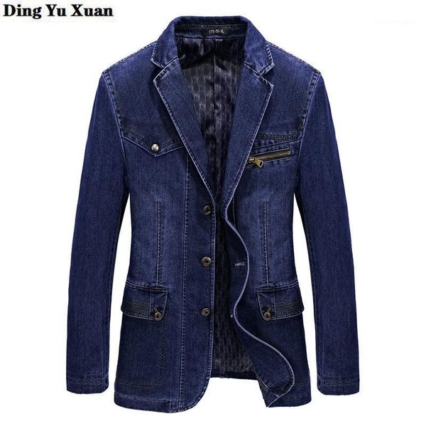 

men's suits & blazers 2021 spring autumn mens casual denim blazer for men slim fit masculino jeans suit coat hombre winter cotton veste, White;black