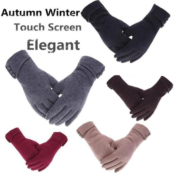 

five fingers gloves 2021 fashion women touch screen winter knitted warm wrist mittens driving skiing windproof glove, Blue;gray