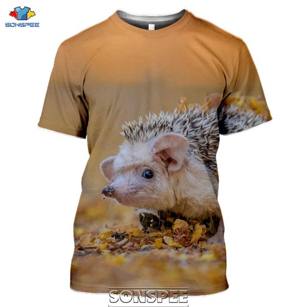 

summer cute animal hedgehog 3d print shirts funny plus size graphic men clothing