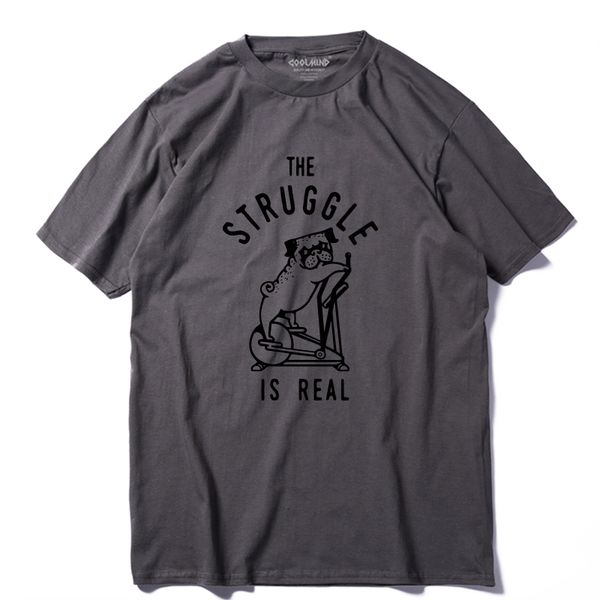 

pu0121a the struggle is real pug print casual short sleeve tshirt summer loose sport hooded sweatshirt hoodie men t shirt