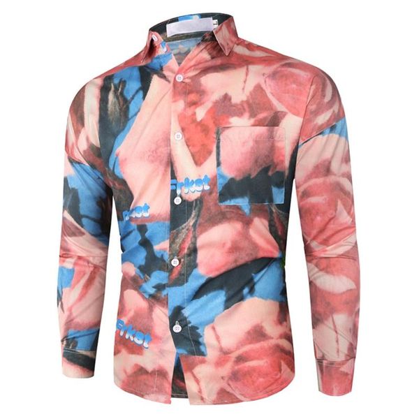 

2020 men's casual long sleeve new style slim fit 3d printing shirt blouse slim fit shirt mens clothing dropshipping #40, White;black