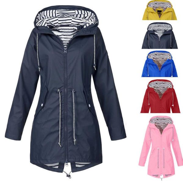 

winter women jacket fashion autumn solid rain jacket outdoor plus waterproof hooded raincoat windproof coats jackets famale, Tan;black