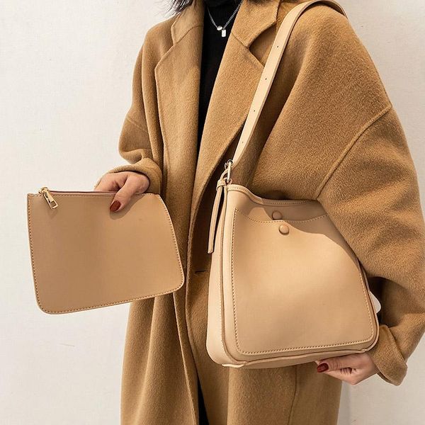

women's soft pu leather composite bag vintage large capacity ladies shoulder bags casual solid color travel totes bolsos grandes