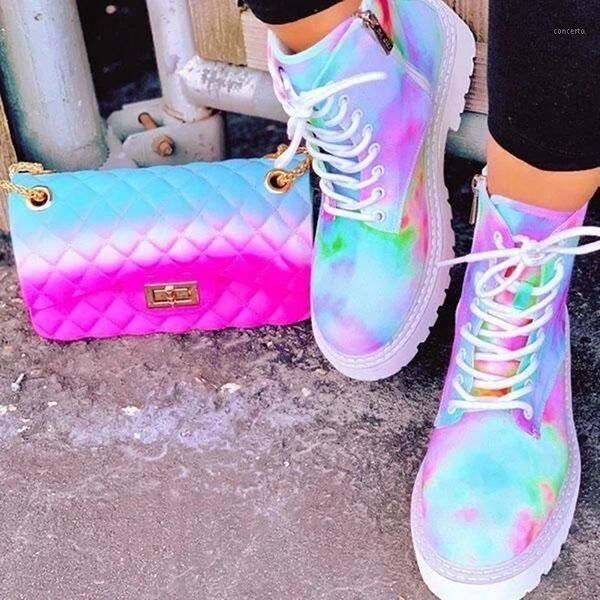 

mixcolor women boots ankle platform square low heel round toe zip cross-tied fashion designer footwear shoes ladies female 20201, Black