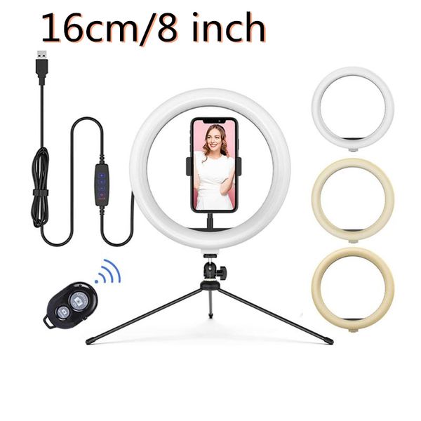 

16см / 8-дюймовый 96pcs led селфи ring light диммируемый лампа с штатив держатель телефона дистанционного управления для видео youtube макия
