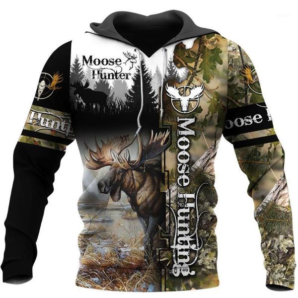 

moose hunting camo 3d print hoodies men/women harajuku fashion hooded sweatshirt autumn hoody casual streetwear hoodie sl-0741, Black