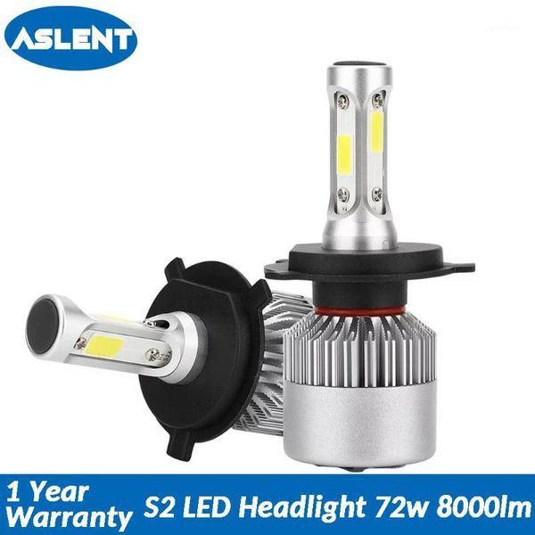 

aslent s2 h4 led h7 h11 h1 car headlight h8 9005 hb3 9006 hb4 9004 9007 h3 bulb lamp cob auto fog lights 6000k 72w 8000lm 12v1