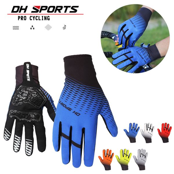 

professional cycling anti-slip full finger gloves fitness camping hiking bike riding glove racing bicycle mittens, Blue;gray