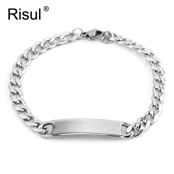 

diy bracelet men blank id bar 7.9" cicret bracelet men's thick silver color bracelets stainless steel 50pcs 200928, Black