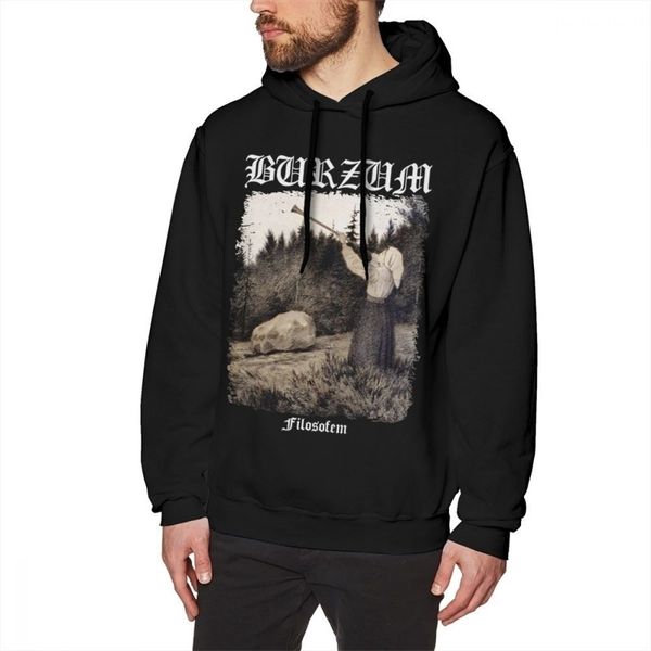 Burzum Hoodie Burzum - Филозофем Обложка Ver2 Толстовки Длинные Длина Хлопок Пуловер Хаудяд Свободные Большие Прохладные Зимние Мужские Серые толстовки 201020