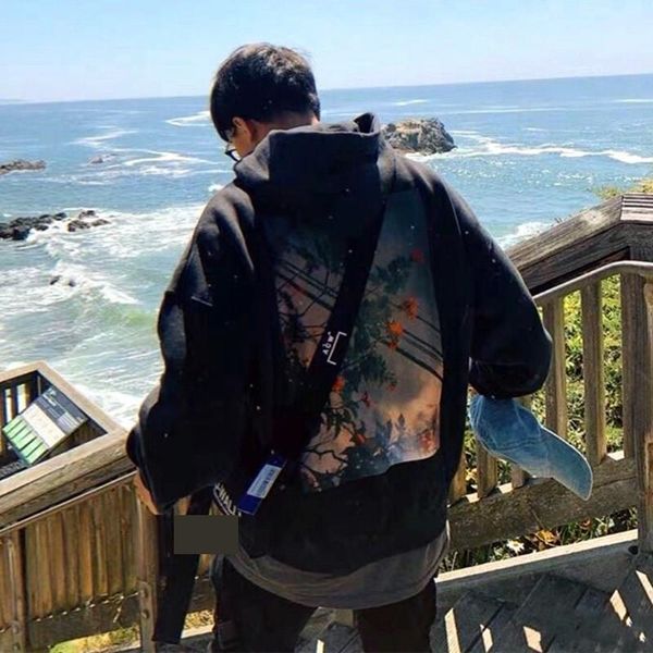 

gdpy2 autumn winter new gaojiechao brand fog hooded hoodie sweater sweater double line flower printing terry loose hoodie for men and women