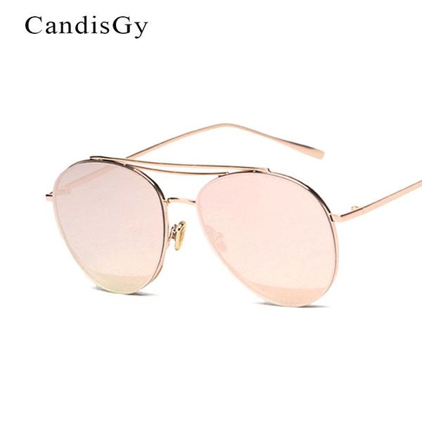 

sunglasses arrival 2021 pink gold women mirror fashion brand designer lady clear sun glasses transparent female, White;black