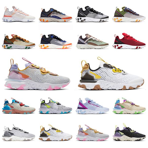 

react vision element 87 55 running shoes designer script undercover royal tint camo mens trainers womens sneakers sports 36-45, White;red