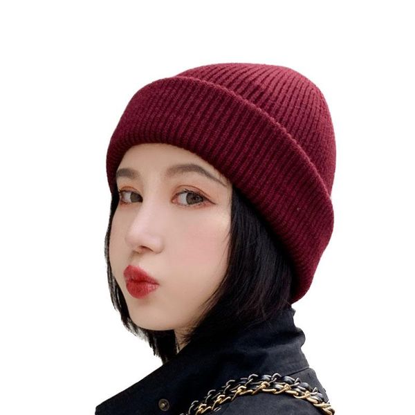 

beanies slouchy beanie winter hat for women skullies knitted warm woolen liner female ski cap
