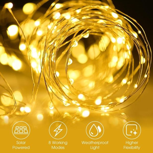 

new year solar lamp led outdoor 10m 5m led string lights fairy holiday christmas party garlands solar garden waterproof lights wmtwck
