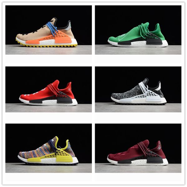 

5a new arrival pharrell williams human race+nmd running shoes sports sneaker hu trail white noble ink core size 36-48