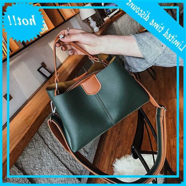 

women's 2019 new color contrast bucket korean fashion simple portable one shoulder messenger bag