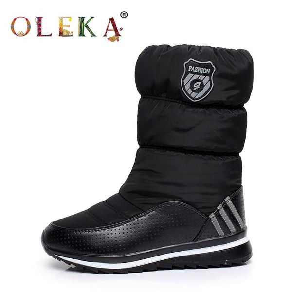 

oleka колено зима boots женщин платформа плиссе круглый toe boots новый стиль снег теплый faux шерсть новый as273, Black