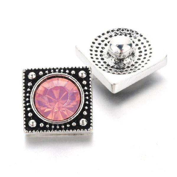 

10pcs lot new square snap jewelry 12mm snap buttons with rhinestone charm button fit snap bracelets bangles for women h sqcbbc