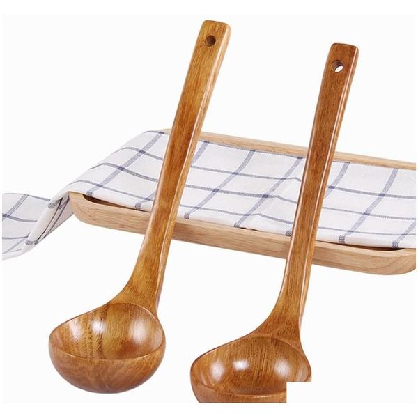 

soup spoon wooden large long handle pot porridge spoon oil kitchen special solid catering wood spoon