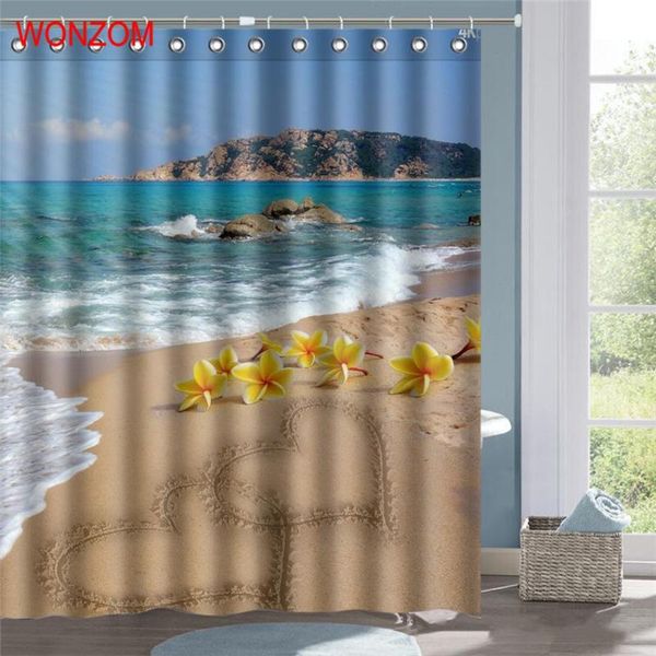 

shower curtains wonzom wave beach waterproof curtain serenity bathroom decor landscape decoration cortina de bano 2021 bath gift
