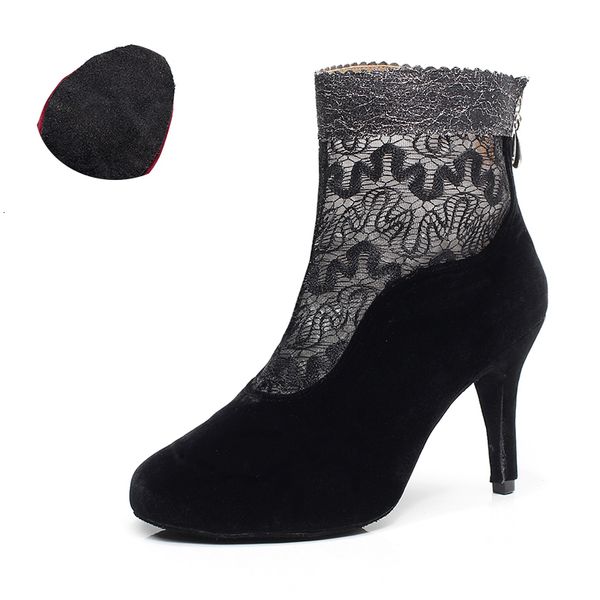 

2021 new women flannel lace hip woman latin ballroom dance boots for ladies high heel salsa dancing shoes diy0, Black