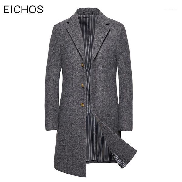 

autumn winter coat men fashion suit collar wool & blends overcoat men long sections casual large size 6xl coat man brand clothes1, Black