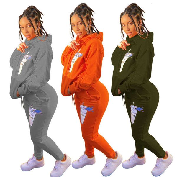 

printed d8231 women's solid long color sleeve sports suit, Gray