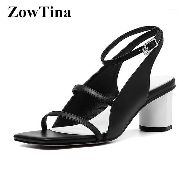 

sandals vintage square toe women black leather chunky high heels summer office lady working shoes design sandalias femmes1