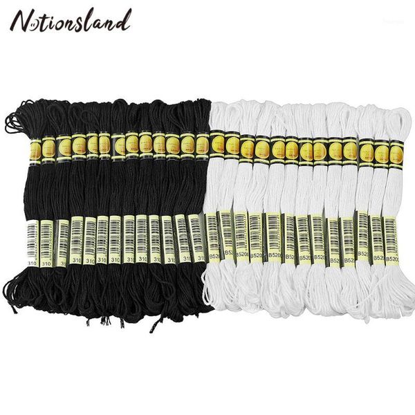 

24 skeins black and white cross stitch threads hand embroidery thread floss kit diy sewing craft tools1