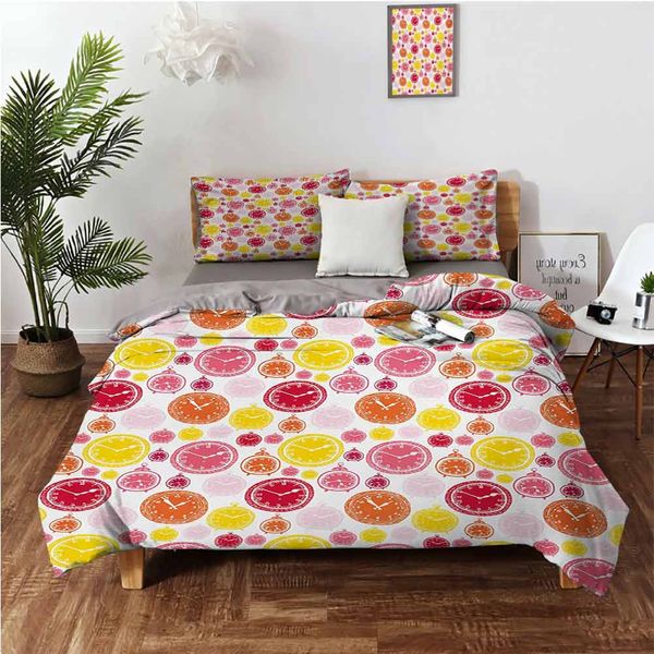 

designs for home hand drawing clock pattern vintage design white background printbedding 3-piece set
