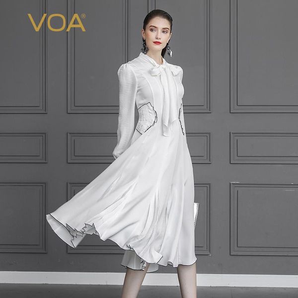 

voa white silk long dress women party woman night summer dresses elegant 3d print office ladies chinese clothes a10029, Black;gray
