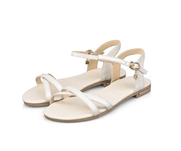 

new women's 2021 size 33-46, novelty, buckles, simple, shoes, genuine leather, sandals, fvlz, Black