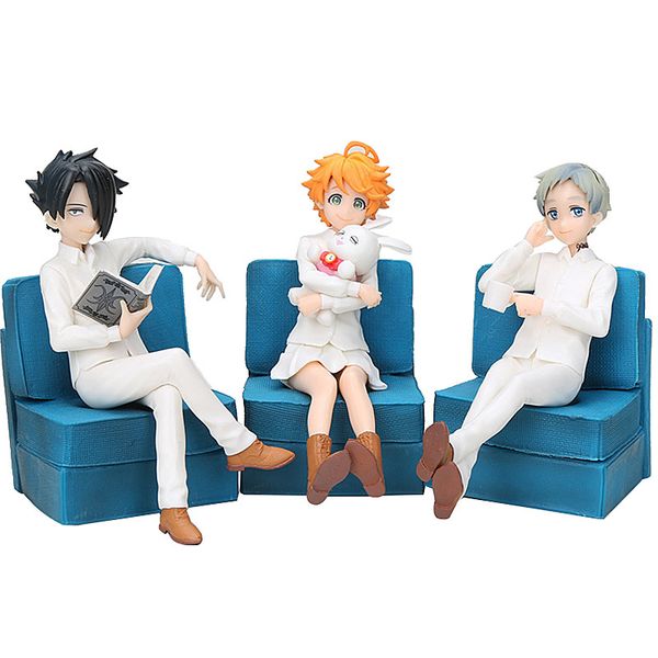 

3pcs 1pcs anime the promised neverland figure set emma norman ray figure brinquedos toy 13cm 1008
