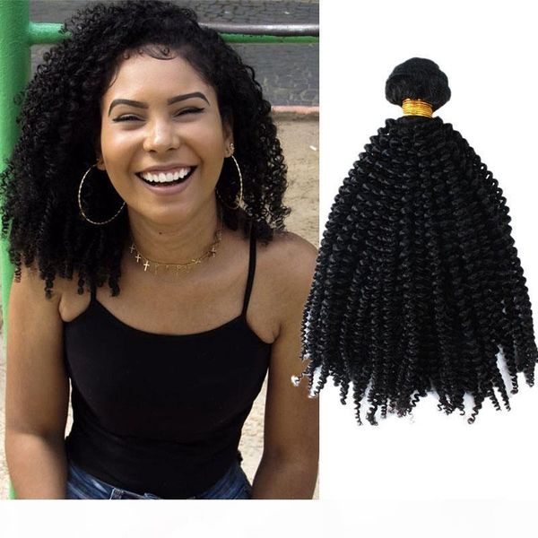 

afro curly hair bundles remy human hair weaves weft kinky curl dyeable natural color hair extensions, Black