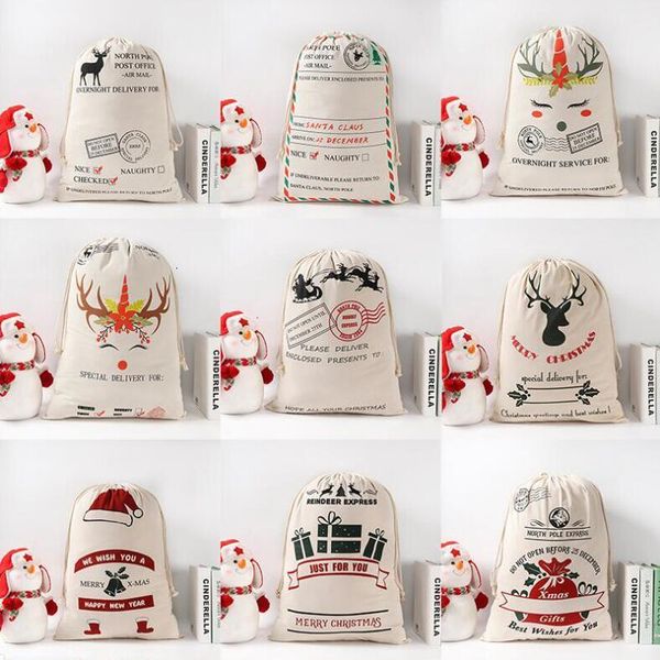 

bags monogrammable factorywp35sacks canvas cotton sack drawstring gift bag christmas decorations santa claus deer cgya10