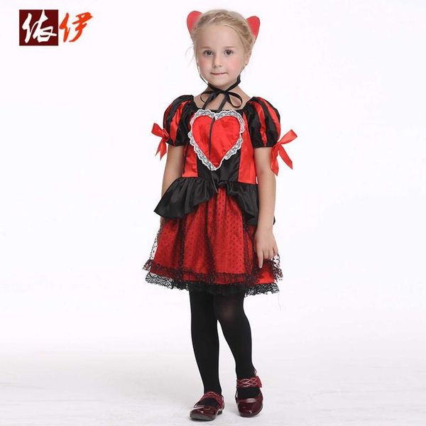 

new arrival children halloween queen cosplay costume party kids anime role playing festival performance costumes dance clothes1, Black;red