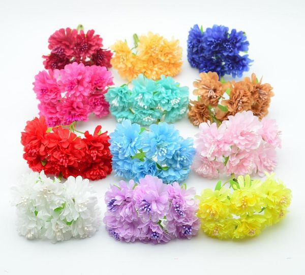 

decorative flowers & wreaths 6pcs/bundle silk carnation fake stamen christmas wreath decoration for home vases wedding diy year gifts artifi