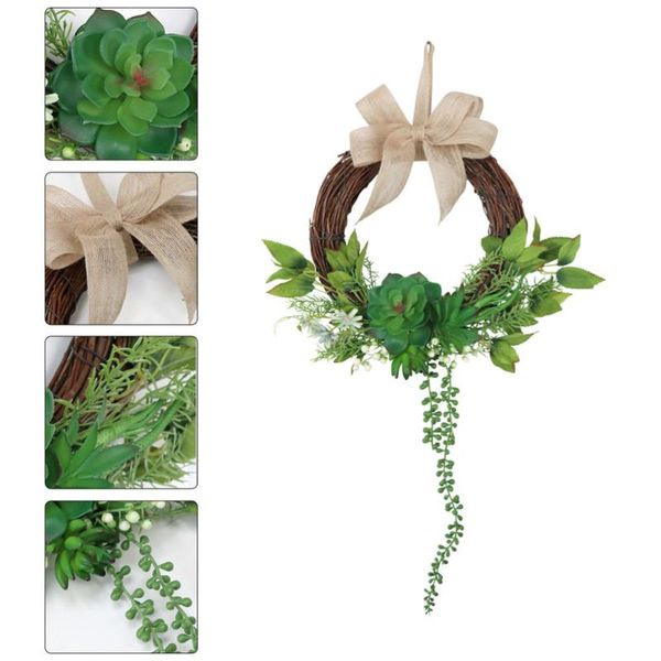 

1pc simulated succulent garland spring home wreath wall hanging decor green