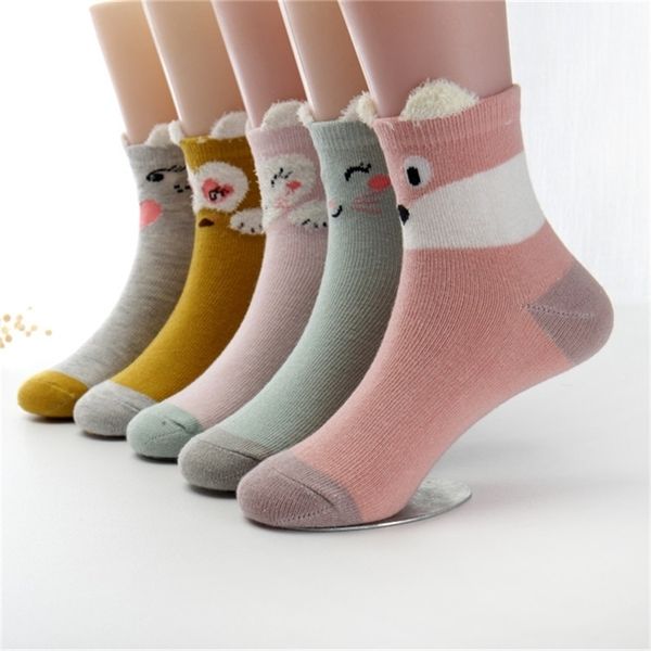 

5pairs/lot new spring 1-12 years baby thick children cotton socks y201009, Pink;yellow