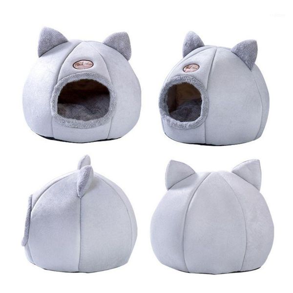 

cute foldable cat bed nest indoor dog house removable semi-closed mattress cage with breathable, anti-slip1