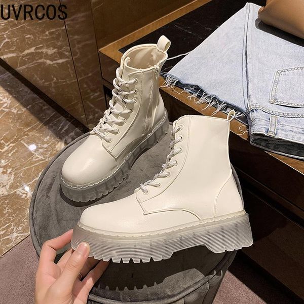 

boots women ankle fashion platform warm plush winter shoes woman thick bottom office lady casual daily footwear 2021, Black