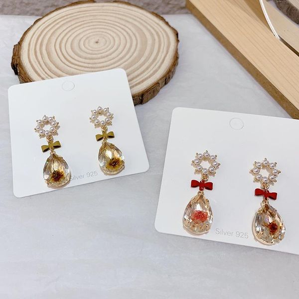 

dangle & chandelier korean l vintage flower holiday stud earrings for women fashion square acrylic elegant pearl oorbellen jewelry, Silver